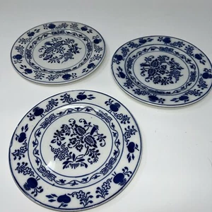 C.A.W Alemania Plato Floral Azul Y Blanco 6 En Vintage Juego De 3 Platos - Imagen 1 de 4
