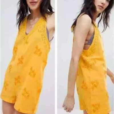 Mameluco Trovador BOHO Bordado Íntimamente Amarillo Free People Talla Pequeña Foto 1 de 4
