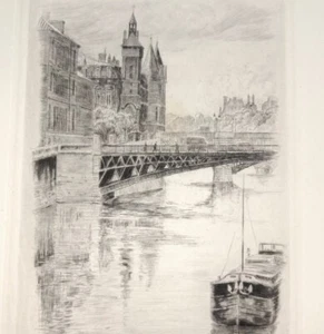 PARIS Le Palais de Justice GRAVURE POINTE SÈCHE CHARLES SAMSON 1951 - Picture 1 of 6