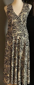 Dressbarn Women’s Halter Dress Sz 16 Midi Faux Wrap Ruched Backless Stretch - Picture 1 of 12