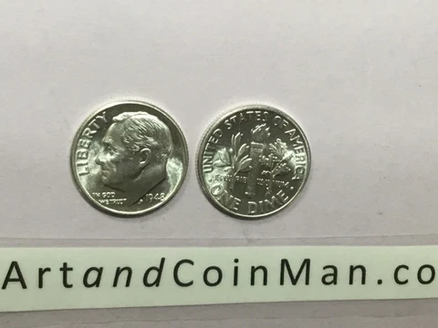 1948 SILVER BU UNCIRCULATED ROOSEVELT DIME. NICE COIN Cover