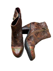 Spring Step L'Artiste Women's Waterlily Booties Brown Multi Shoes Sz 37 NWOB - Picture 1 of 12