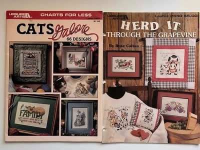 Cows And Cats Cross Stitch Magazine Book Set of 2 Needlepoint Crafts Hobby - Image 1 of 4