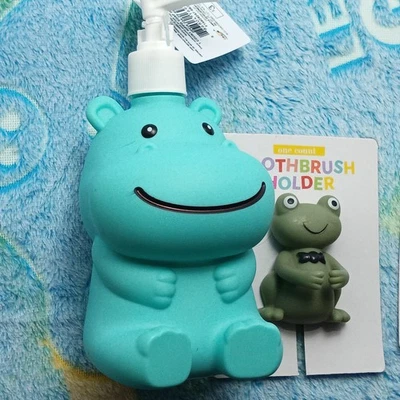 Dispensador de jabón de baño para niños hipopótamo soportes para cepillo de dientes Foto 1 de 4