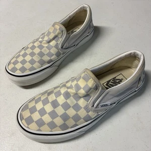 Woman’s Sz 7 Blue/Gray Off White VANS Asher Checkerboard Sk8 Slip On Classic - Picture 1 of 11