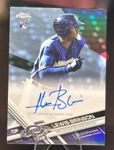 2017 Topps Chrome Lewis Brinson RC Auto Refractor /499 #RA-LB Brewers - Picture 1 of 2
