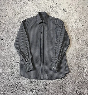 Gucci Striped Dress Shirt Black Gray Size M - Image 1 of 4