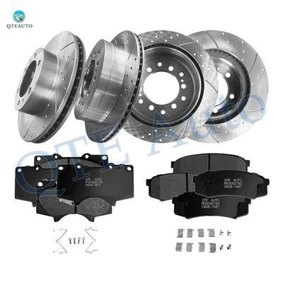 12 Front 319-Rear 312 Drilled Brake Rotors-Brake Pad To 2003-2009 Toyota 4Runner - Image 1 of 4