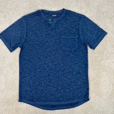 Buffalo Jeans Mens Mirage Blue Henley T Shirt Medium Pocket Short Sleeve NWT - Image 1 of 4