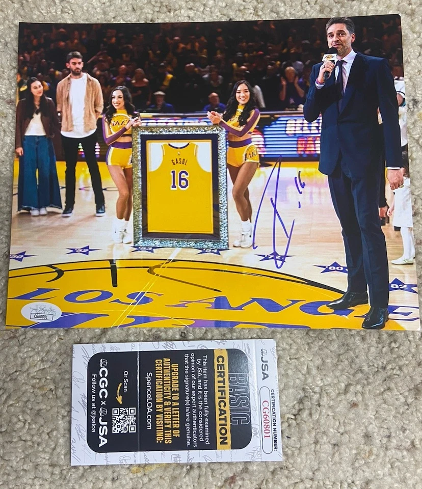 Foto autografiada firmada por Pau Gasol 8x10 de los Lakers certificado de autenticidad JSA Foto 1 de 1