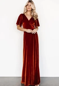 Baltic Born Meghan Velvet Wrap Maxi Dress Large Womens Formal Wedding Bridesmaid - Picture 1 of 11