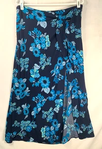 Free People Sunray Sarong Skirt Dark Combo Blue Side Slit Faux Wrap Sz 10 New - Picture 1 of 14