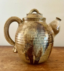 Vintage Studio Pottery Teapot Signed Hand-Thrown Earthy Glaze Art Pottery 7.5” - Picture 1 of 15