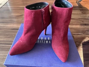 STUART WEITZMAN 4.5 M Red Suede Bootie With Side Zip * NEW With Box - Picture 1 of 5