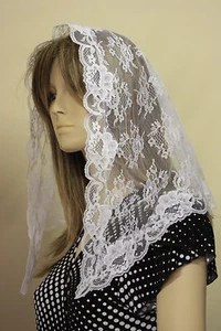 White veils and mantilla Catholic church chapel scarf lace headcovering latin WN - Picture 1 of 2