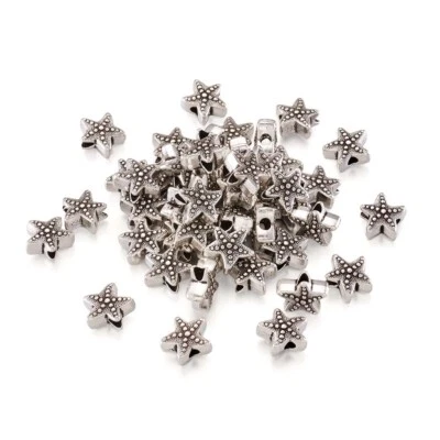 50 cuentas de aleación tibetana estrellas de mar plata antigua espaciadores sueltos joyería 10x11 mm Foto 1 de 4