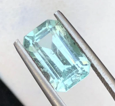 3.2 Cts Natural Emerald Cut Aqua Blue Tourmaline Loose Gemstone From Afghanistan - Image 1 of 4