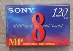 Sony 120 Minute Video 8 MP Standard Grade Video Camcorder Cassette Tape NOS NIP - Picture 1 of 3
