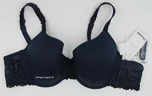 Reggiseno Chantelle 2606 "Champs Elysees" Convertibile T-Shirt Pizzo Nuovo con etichette, Blu Navy - Foto 1 di 10