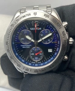 SECTOR,STEEL,CHRONO,DATE,QUARTZ,SWISS MADE,WR 100M,NEW OLD STOCK,free shipping. - Picture 1 of 12