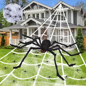 Halloween Spider Web Decorations Outdoor - 200" Triangular Spider Web 78" Gia... - Picture 1 of 1