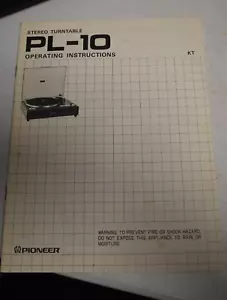 Tocadiscos estéreo original Pioneer PL-10 manual de instrucciones de funcionamiento - Imagen 1 de 2