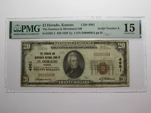 $20 1929 El Dorado Kansas KS National Currency Bank Note Bill Ch. #4981 F15 PMG - Picture 1 of 5
