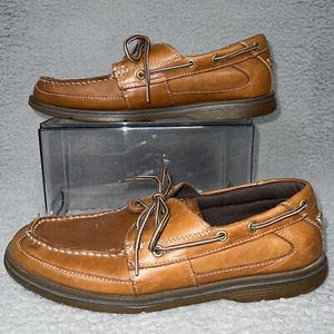 Rockport Shoes Men's Sz 12 Brown Leather Upper Boat Deck Rubber Soles K62480 - Picture 1 of 6