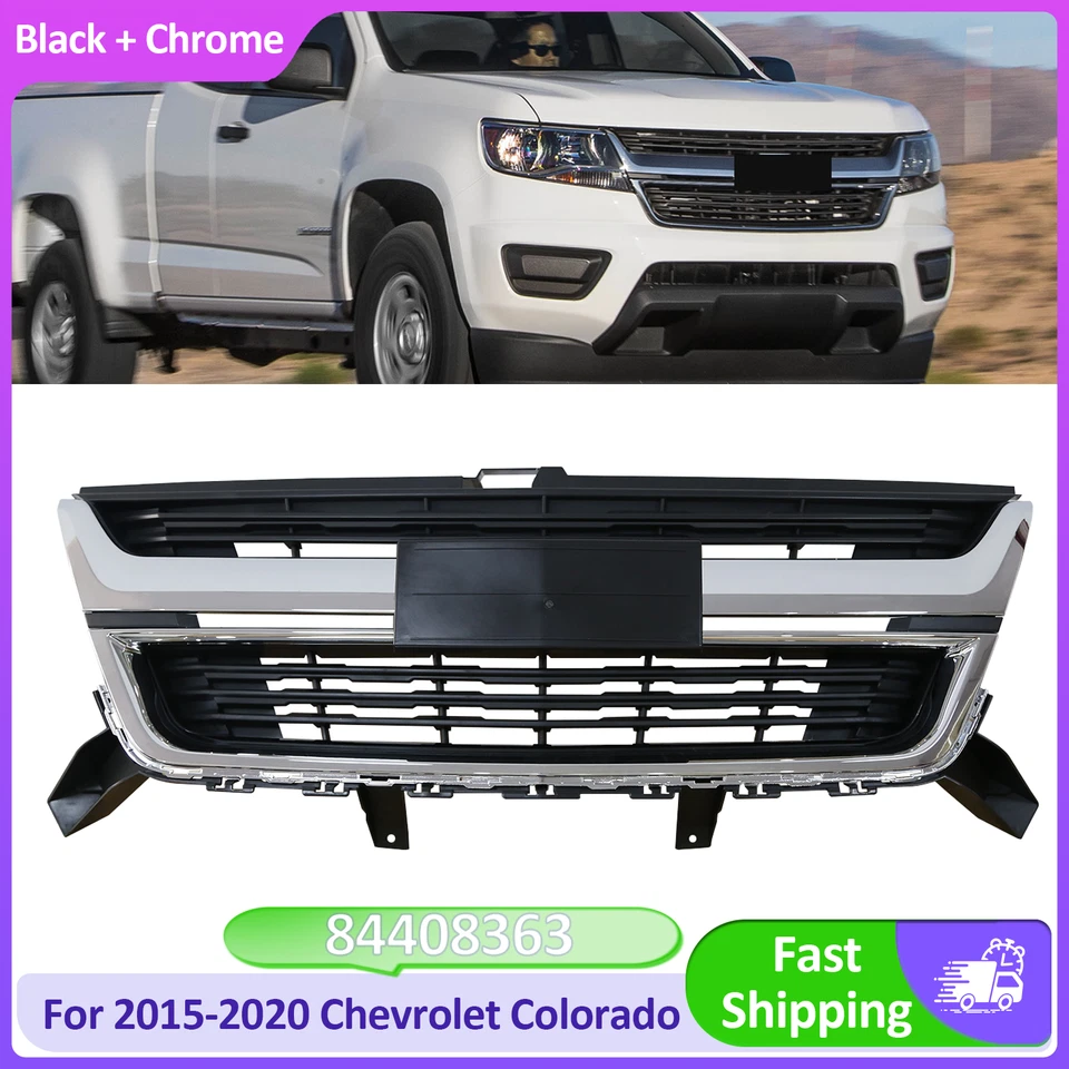 Parachoques delantero para Chevrolet Colorado negro 2015-2020 parrilla superior con moldura cromada Foto 1 de 4