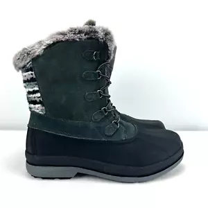 Propet Women's Tall Boots Black Rubber & Suede Faux Fur 3M Thinsulate Sz 11 4E - Picture 1 of 12