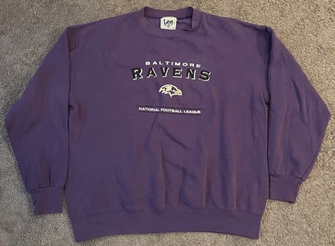Vintage Lee Baltimore Ravens Purple Embroidered Purple Sweatshirt Made in USA Cover