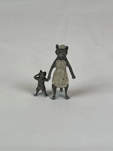 Austrian Vienna Vintage Bronze Momma & Baby Cat Holding Hands Sculpture Figurine - Picture 1 of 5
