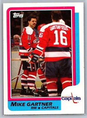 Mike Gartner 1986-87 Topps HOCKEY #59 Washington Capitals HOF, Wax Stain - Image 1 of 2