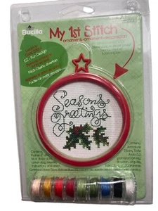 Bucilla My 1st Christmas Cross Stitch Ornament Kit #86223 Seasons Greetings New - Picture 1 of 4