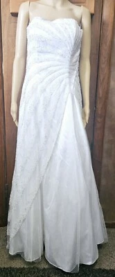 Cassandra Stone Strapless Fancy Formal Prom Wedding White Maxi Dress Size 10 - Image 1 of 4
