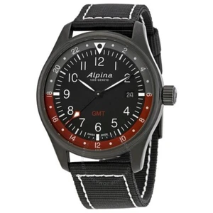 ALPINA Startimer Pilot Quartz Watch, 42mm, GMT, Black, Nato, AL-247BR4FBS6 - Picture 1 of 6