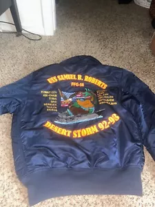 Alpha Industries CWU-45/p USS Samuel B Roberts Desert Storm Bomber Jacket Medium - Picture 1 of 5