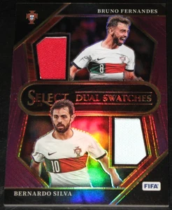 2022-23 Select FIFA Dual Swatches Bruno Fernandes & Silva Purple Prizm # 12/49 - Picture 1 of 3