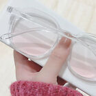 (Transparent White Blush 0 Diopter Glasses)Large Frame Glasses Block Blue LLV