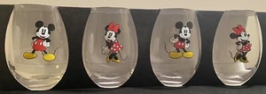 Nuovo! Topolino e Minnie Bicchieri da vino senza stelo Set regalo da 4 (18 once) - Foto 1 di 3