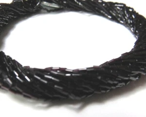 1 FULL HANK ~ JET BLACK ~ MICRO MINI BUGLE GLASS BEADS ~ 12 Strands - Picture 1 of 2