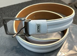 Nike Golf G-Flex Weiß Leder Gürtel Silber Schnalle Herren Gr. 36 Tiger Woods - Bild 1 von 15