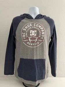 DC Shoes Mens Size M Blue Gray Skater Y2k Long Sleeve Hooded Pullover Sweatshirt - Picture 1 of 10
