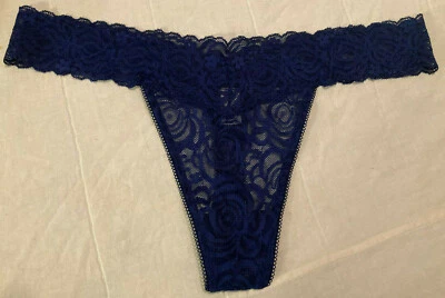 Flirtitude Womens Sexy Lace Brand New Sapphire Blue XL Extra Large Thong Panty - Image 1 of 4