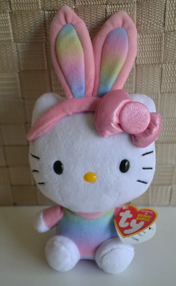 Ty Beanie Babies Hello Kitty Rainbow Bunny Ears Plush M9