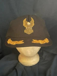 Vintage 80s HARLEY DAVIDSON Motorcycles Trucker Hat Black Snapback - Picture 1 of 2