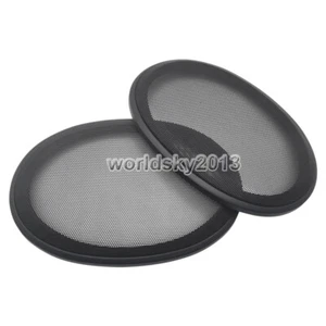 "Cubierta de altavoz de 6""x9"" pulgadas círculo decorativo de audio rejilla de malla metálica negra #2" un. - Imagen 1 de 6