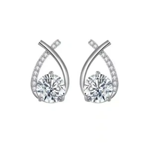 Vintage 925 Silver Cross Line Earrings - Picture 1 of 3