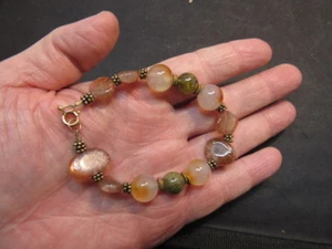 14k gold gf agate bracelet - Picture 1 of 7