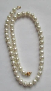 14K GOLD 8 MM CULTURED PEARL NECKLACE 18" LONG WITH ROUND LOCK - Picture 1 of 9